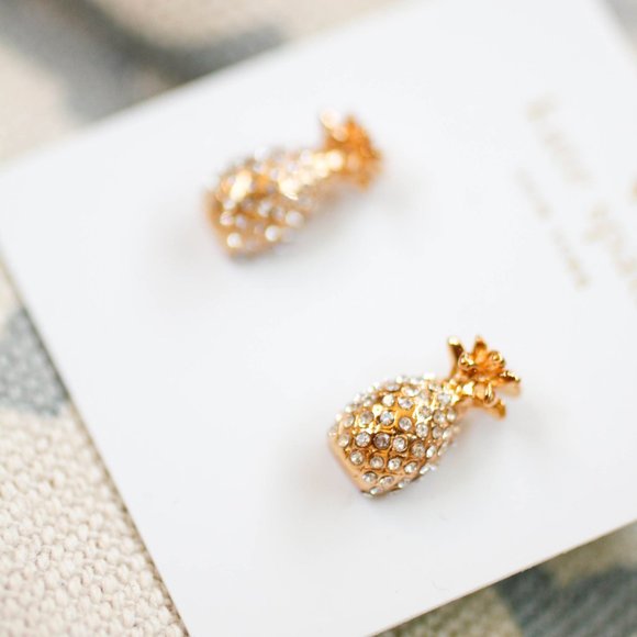 kate spade golden crystal pineapple fruits earrings stud - Picture 2 of 4